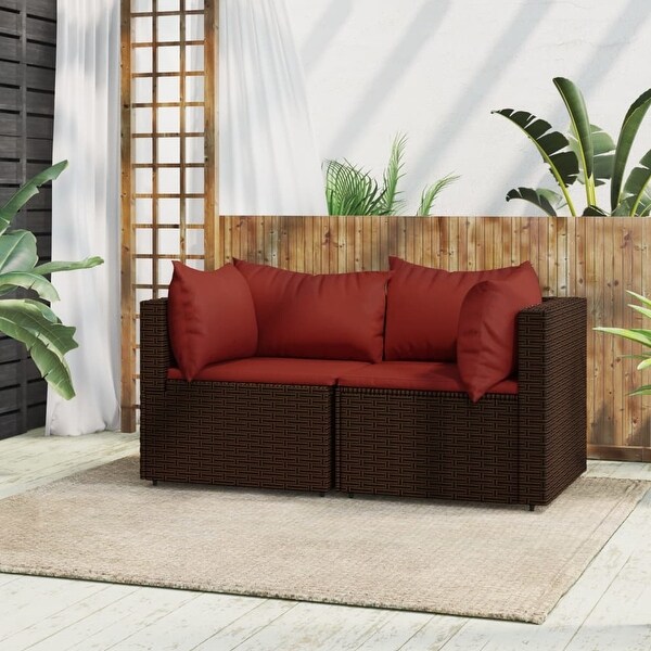 vidaXL Patio Lounge Set with Cushions Brown/Black/Gray Poly Rattan