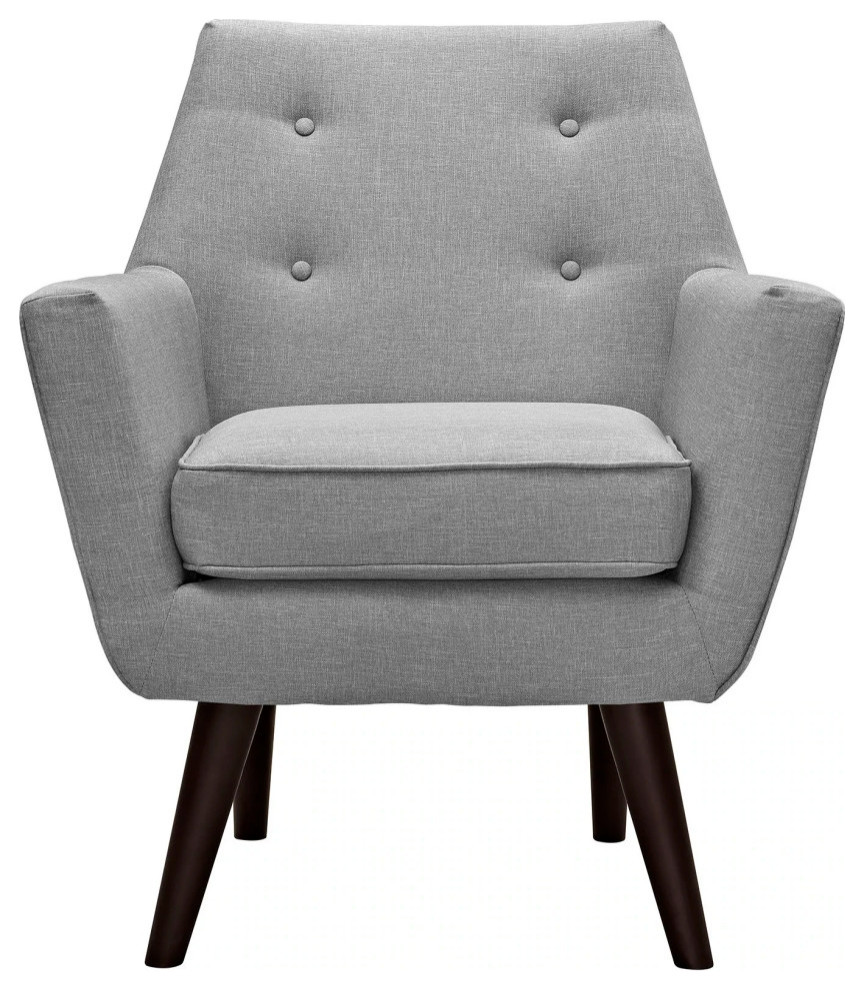 Ezra Light Gray Upholstered Fabric Armchair   Midcentury   Armchairs And Accent Chairs   by Peachtree Fine Furniture  Houzz