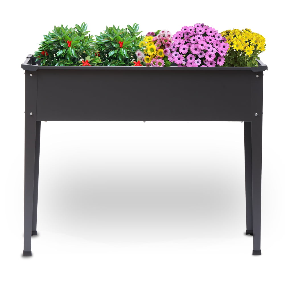 Dulce Domi Easy Moving Metal Raised Garden Bed for Outdoor Backyard, Outdoor Planters 40x12x31.5in, Black