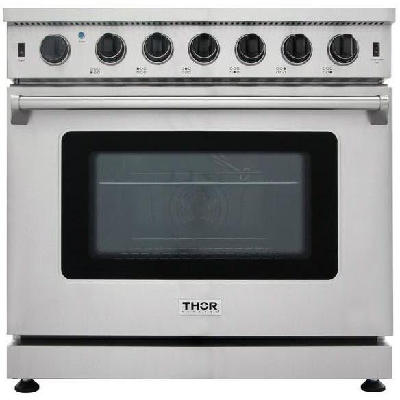 Thor Kitchen 36-inch Freestanding Gas Range with Convection Technology LRG3601U