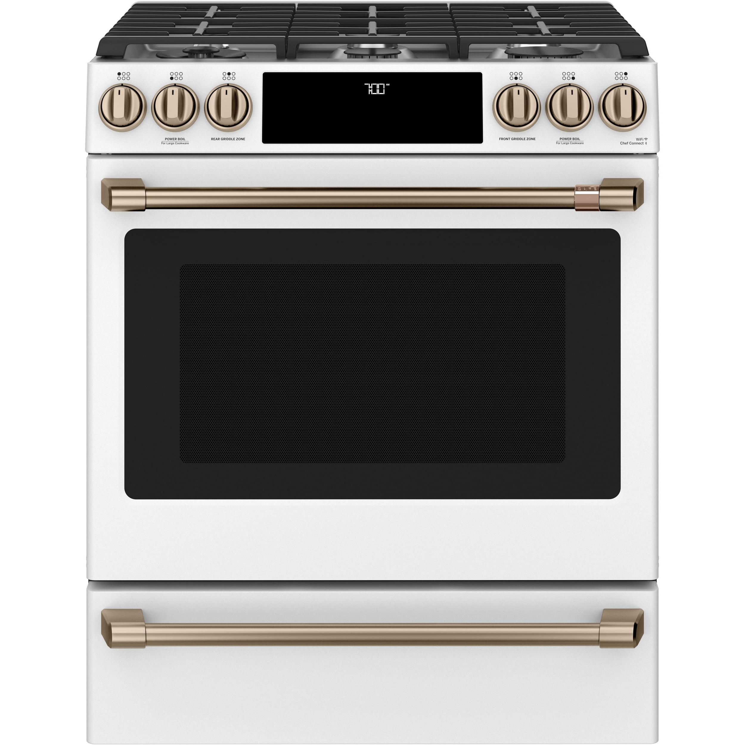 Café 30-inch Slide-in Gas Range with Convection Technology CGS700P4MW2