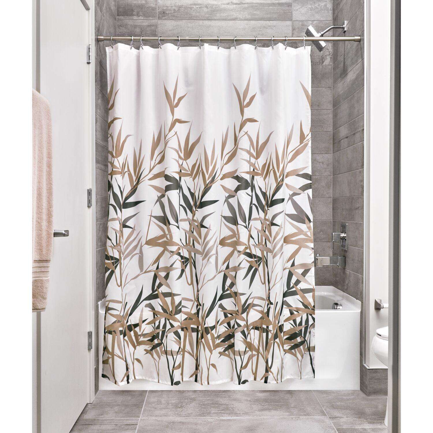 InterDesign Anzu 72 in. H X 72 in. W Black/Tan Natural Bamboo Shower Curtain Polyester