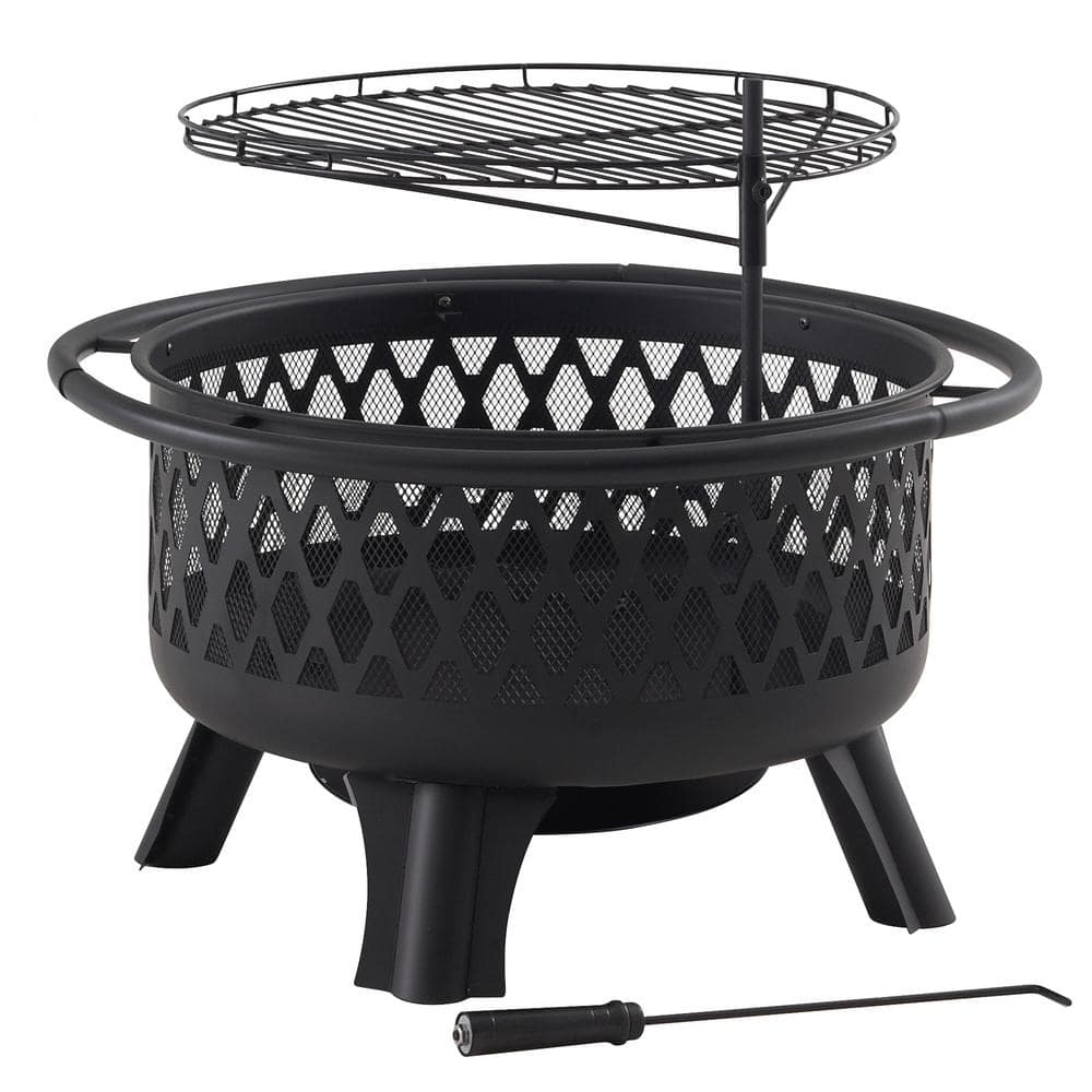 Hampton Bay Piedmont 30 in. Steel Fire Pit in Black with Poker OFW992RA