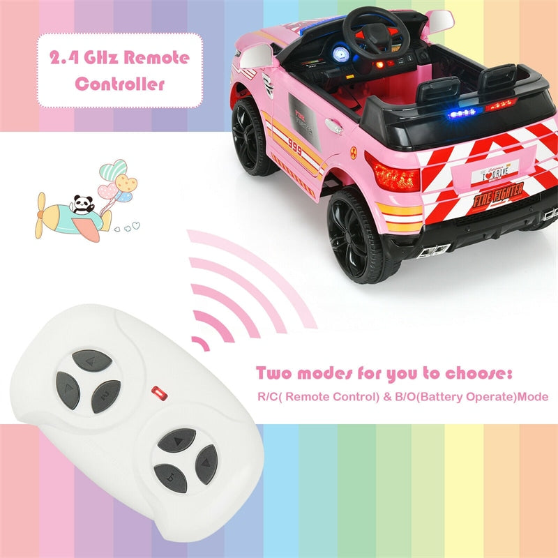 Kids Ride On Police Car 12V Battery Powered Electric Riding Toy Truck Car with LED Siren Flashing Light