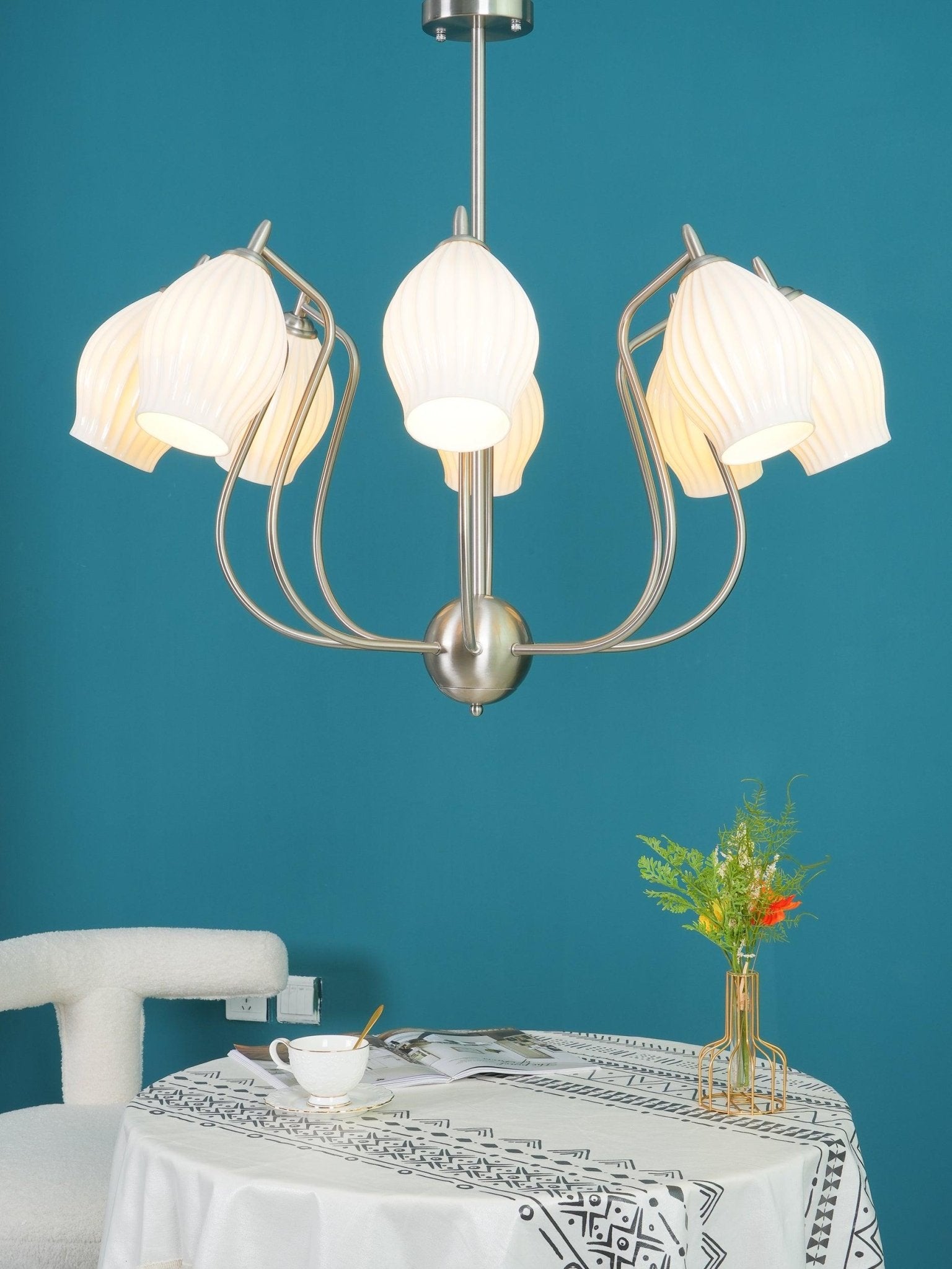 Ceramic Ribbed Chandelier