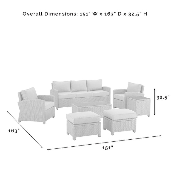 Crosley Bradenton 7Pc Outdoor Wicker Sofa Set