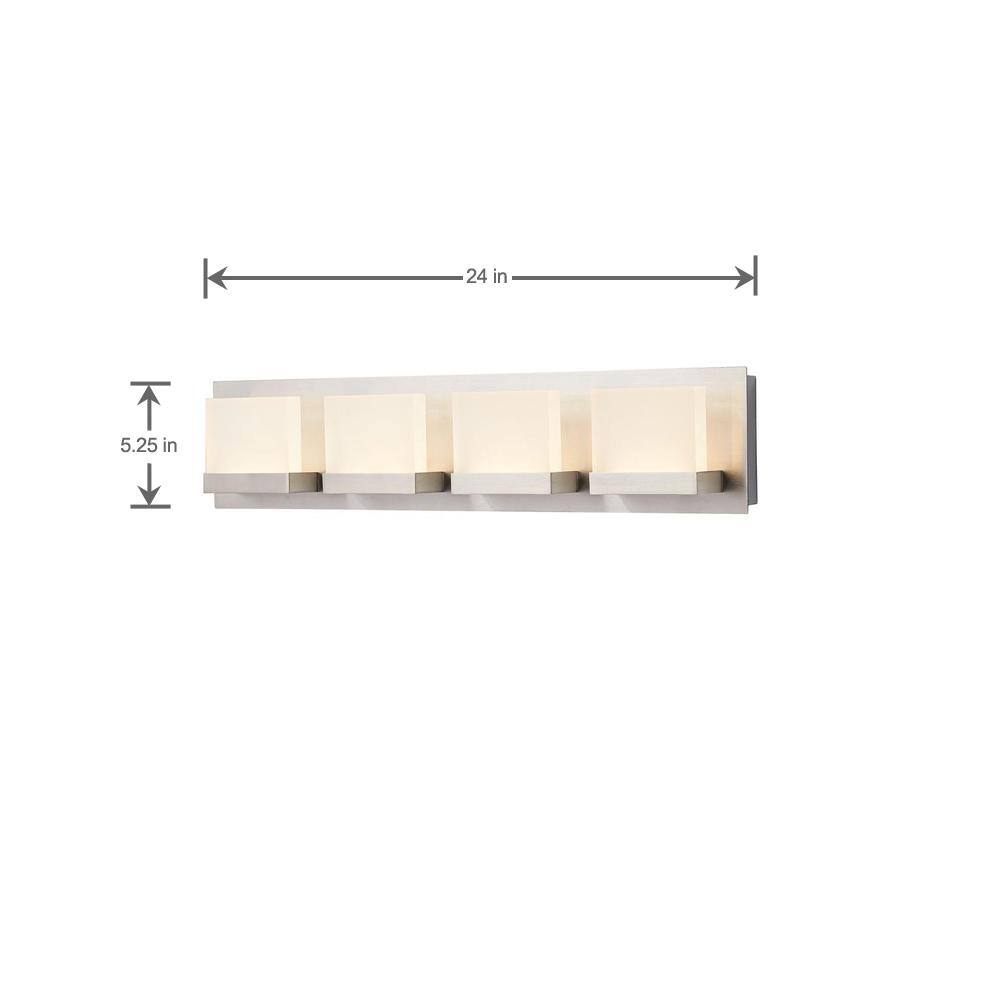 Home Decorators Collection Alberson Collection 4-Light Brushed Nickel LED Vanity Light with Frosted Acrylic Shade 28025-HBU