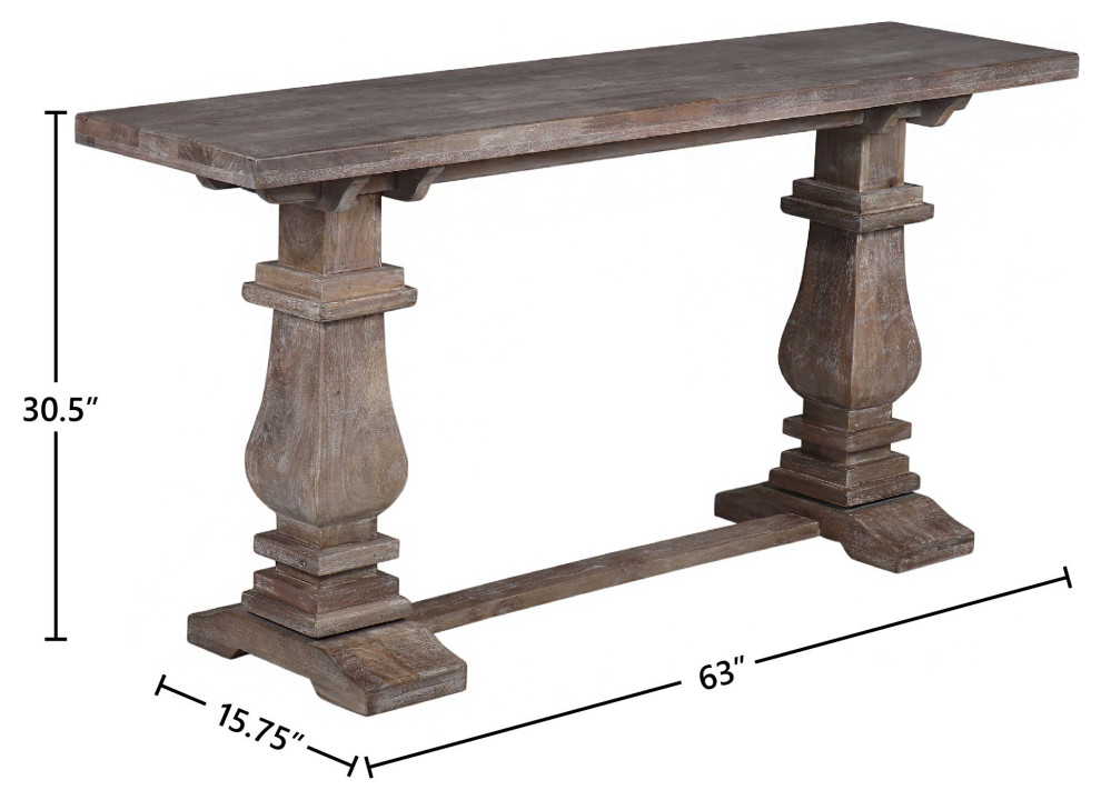 Charleston 63 quotDouble Pedestal Mango Wood Console Table   Traditional   Console Tables   by Bill Grace  Houzz