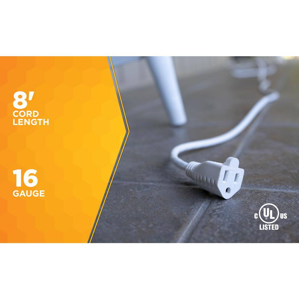 Southwire 8 ft. 163 Outdoor Extension Cord in White 277563