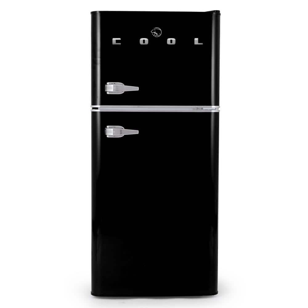 Commercial Cool 45 cu ft Retro Mini Fridge in Black with True Freezer Compartment