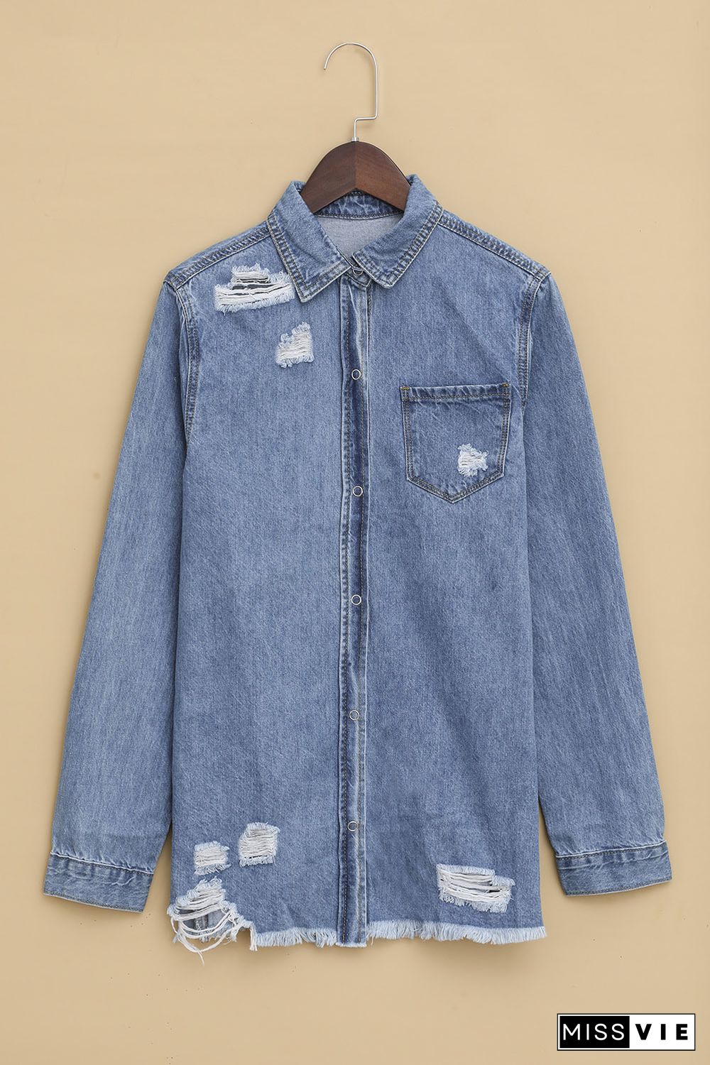 Blue Ripped Denim Jacket