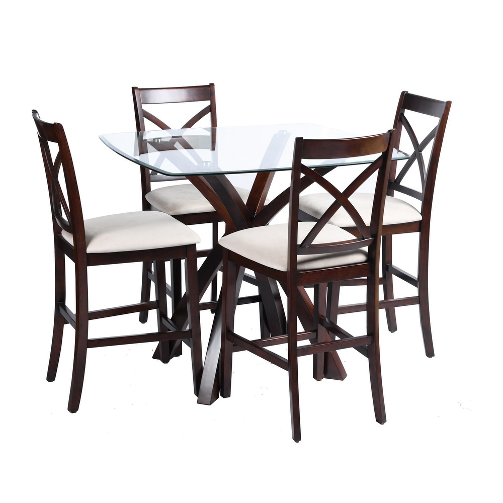 Homylin 4 Person Counter Height Dining Set  Glass Tableop