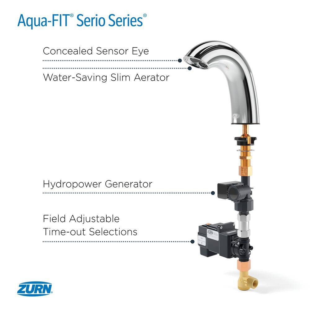 Zurn Aqua-FIT Serio Hydro Power Touchless Single Hole Bathroom Faucet with 1.5 GPMA erator and Chrome Plated in Chrome Z6950-XL-S-E