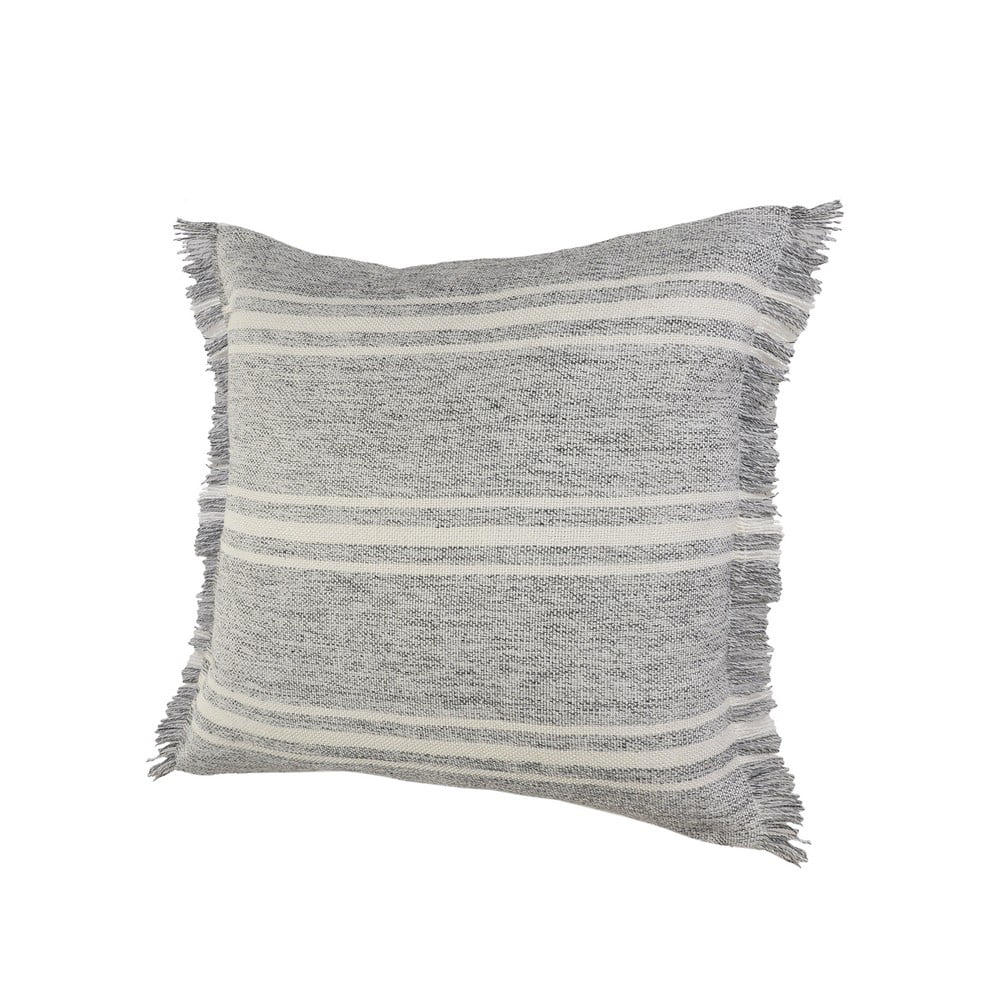 Ox Bay Farmhouse Stripe Fringe Indoor/Outdoor Throw Pillow, 24