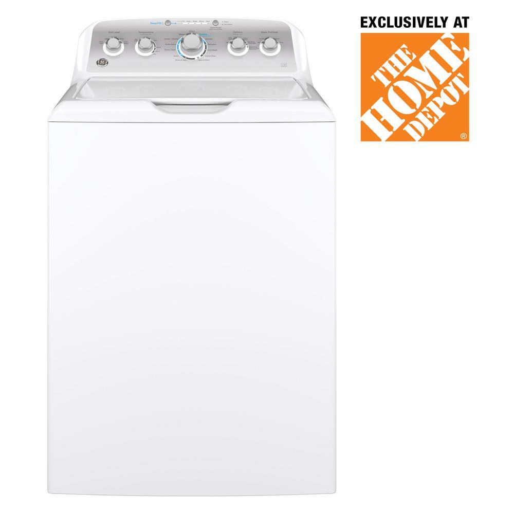 GE 4.6 cu. ft. High-Efficiency White Top Load Washing Machine with Sanitize with Oxi ENERGY STAR GTW540ASPWS