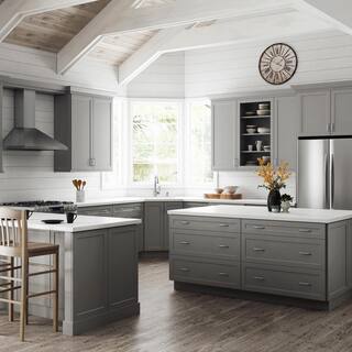 Hampton Bay Designer Series Melvern Assembled 24x34.5x23.75 in. Full Height Door Base Kitchen Cabinet in Heron Gray BF24-MLGR