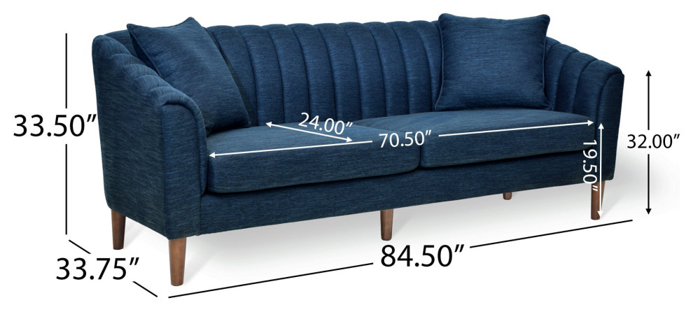 Contemporary Sofa  Cushioned Seat  ampRounded Back With Channel Tufting   Midcentury   Sofas   by Decorn  Houzz