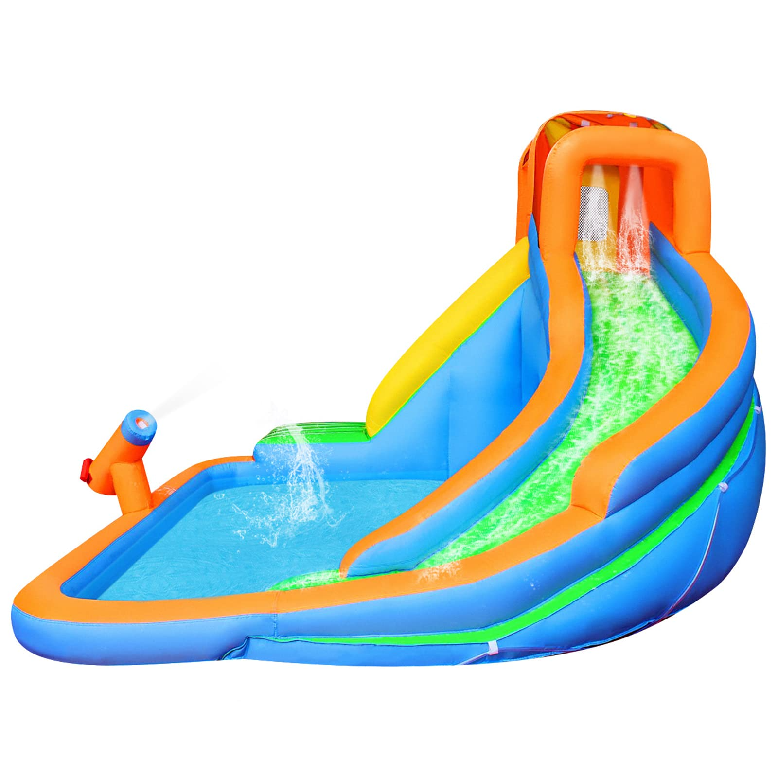 BESTPARTY Inflatable Water Slide Kids,Water Slide With Pool Backyard Water Park Play Slide with Blower, Stakes, Water Tube, Storage Bag, Patch Kits Included,450w