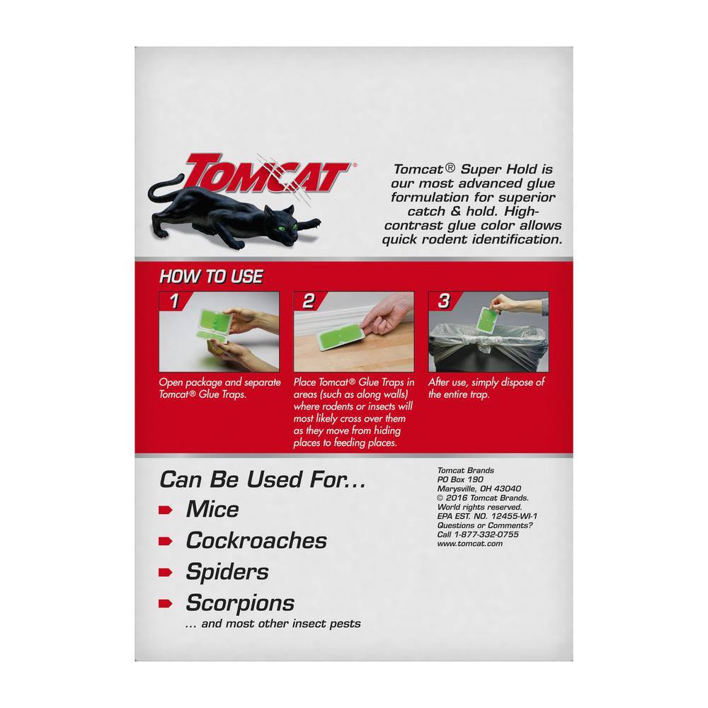 TOMCAT Super Hold Glue Traps Mouse Size for Mice Cockroaches Spiders and Scorpions Ready-To-Use 4 Traps 036271005