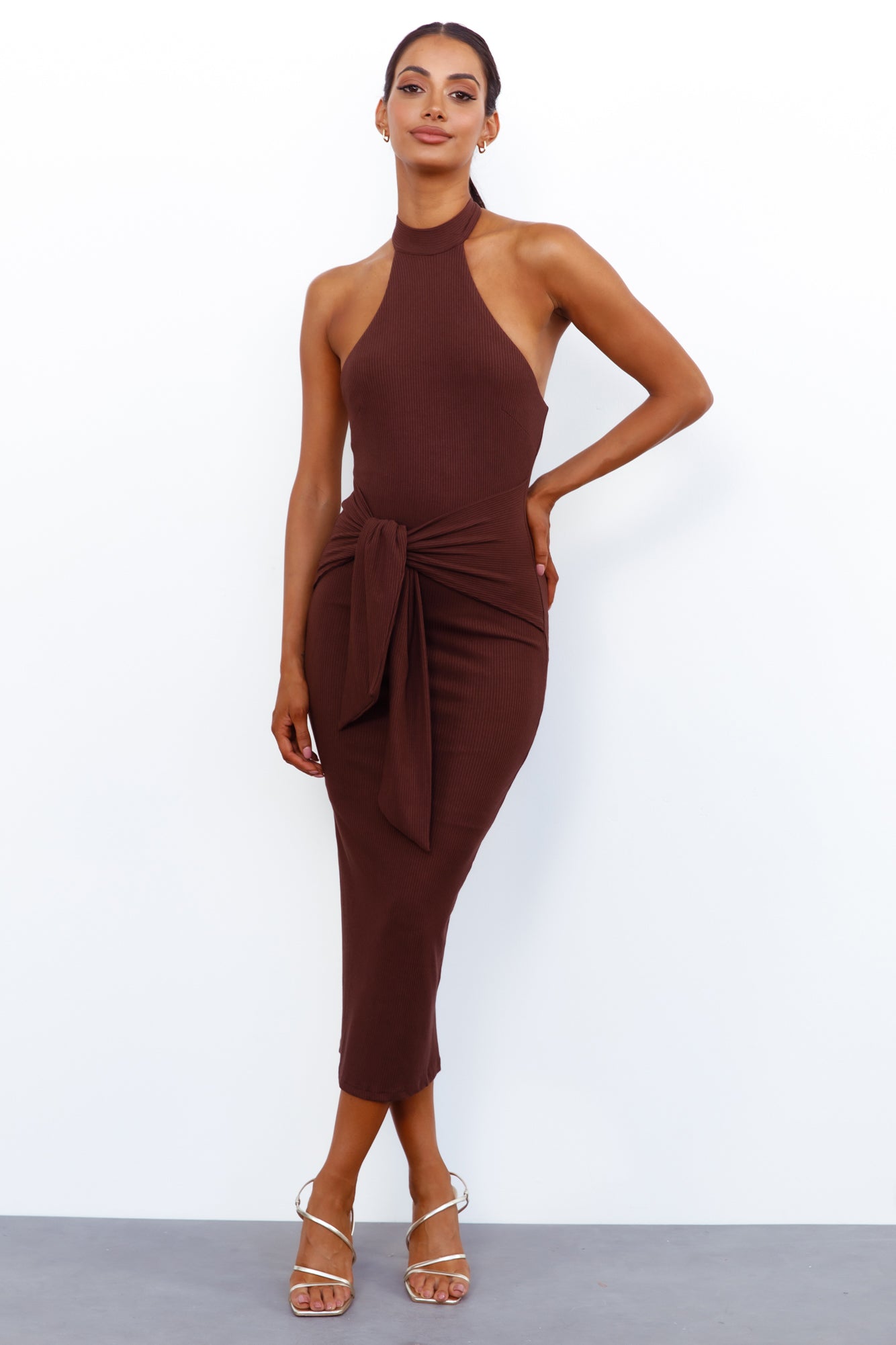 La La La Love Midi Dress Brown