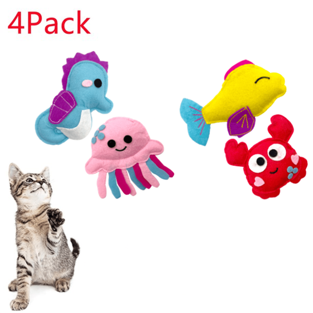 4 Pack Cat Kitten Catnip Toys Felt Catnip Interactive for Indoor