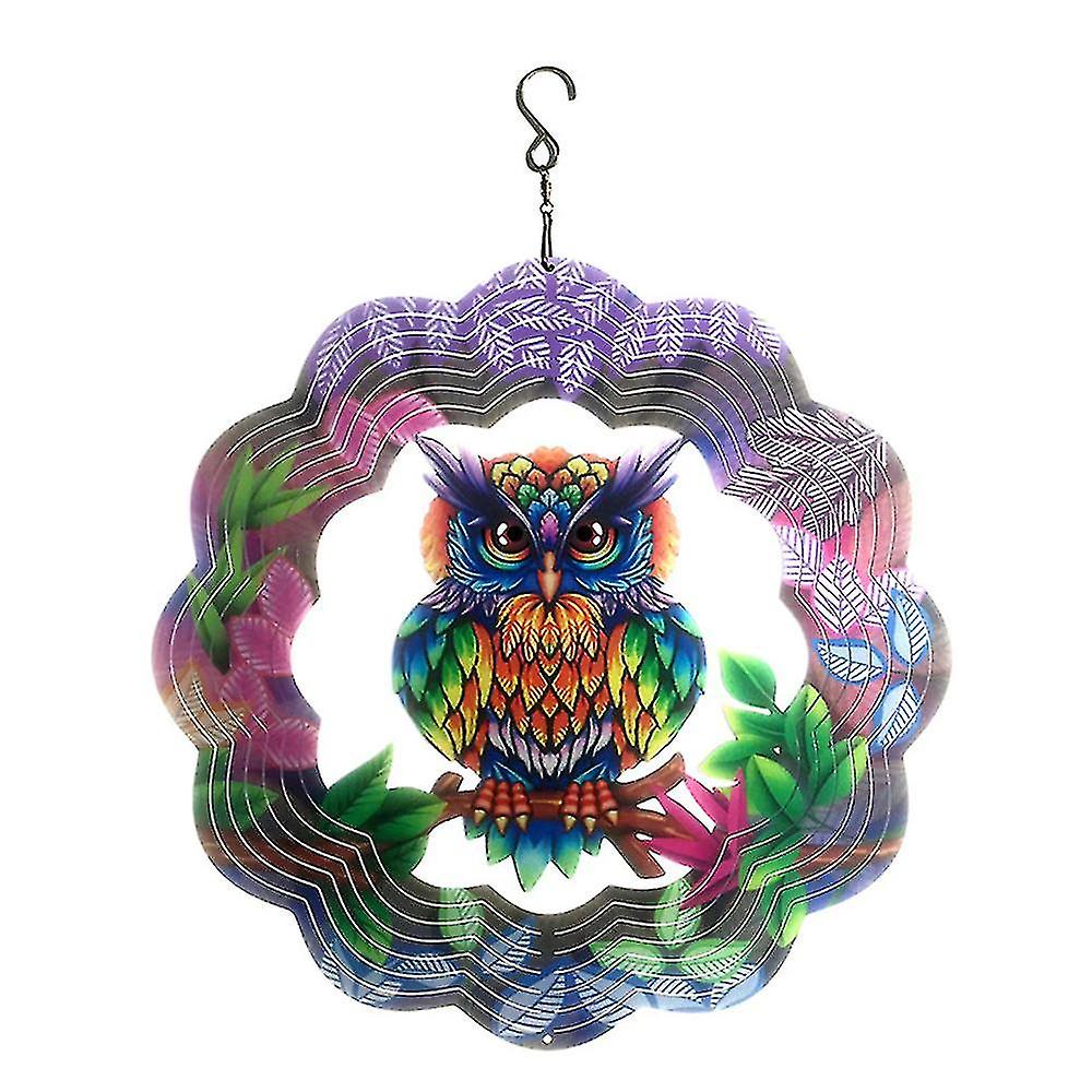 3d Metal Outdoor Garden Decor Wind Spinner (mystical Owl) Garden Crafts Decoration Home Pendant