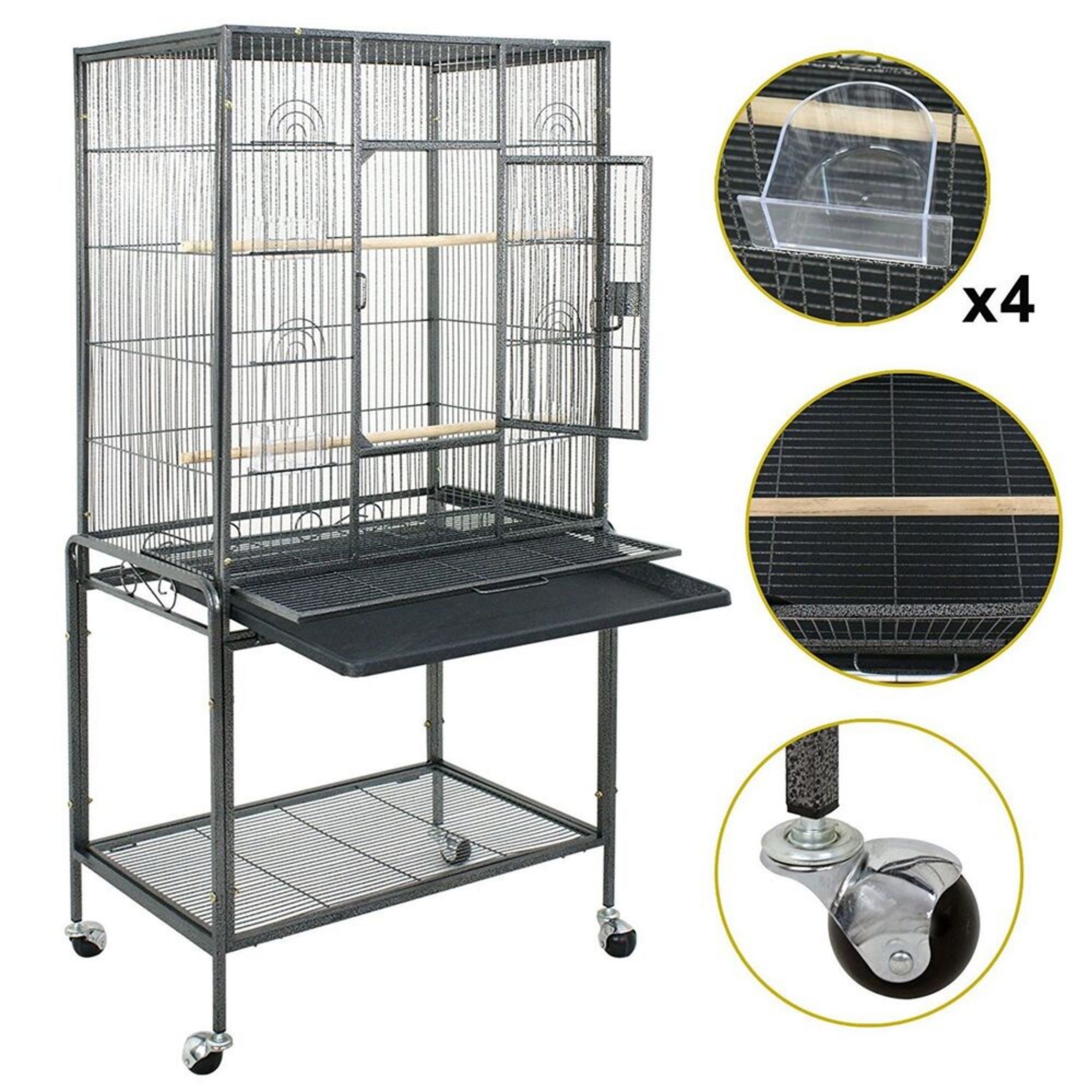 KingShop Bird Parrot Cage Chinchilla Cockatiel Conure Large Cockatiel House Metal Wheels