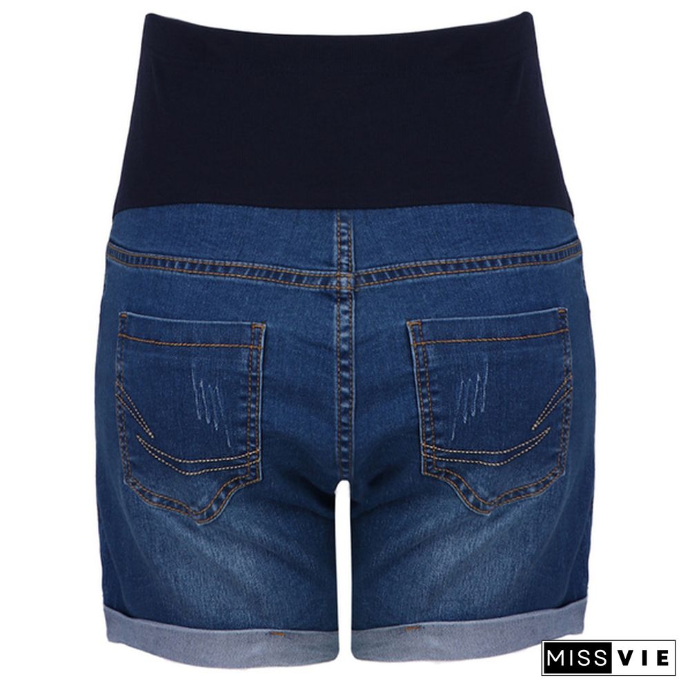 Summer Pregnant Women Denim Shorts Maternity Casual Elastic Waist Belly Shorts