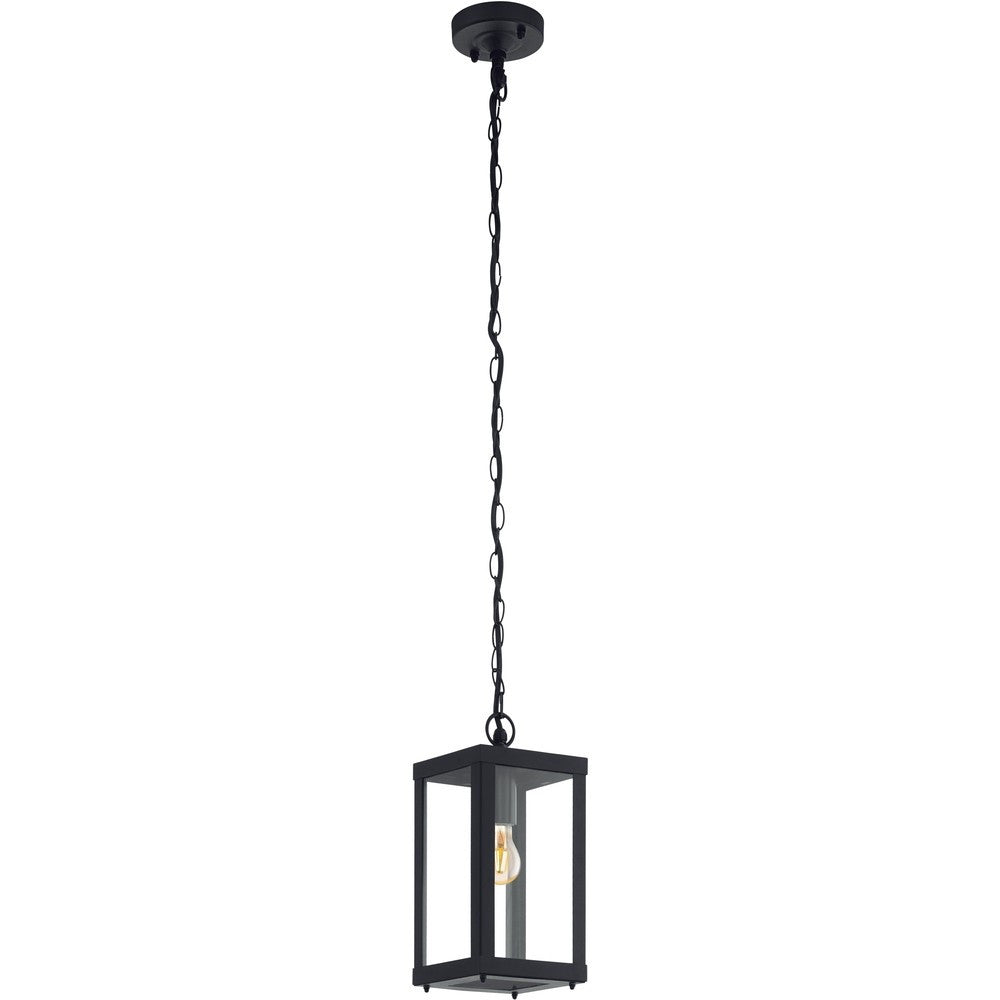 Eglo 94788 Alamonte 1 Black Outdoor Square Glass Lantern Pendant Light