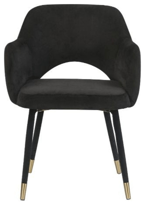 22 quotBlack Velvet And Gold Solid Color Parsons Chair   Midcentury   Dining Chairs   by HomeRoots  Houzz