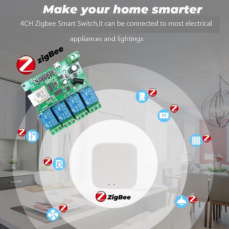 Zigbee Smart Relay Switch Module 4 Channel 2.4g Wifi Dc 5/12/32v Wireless Remote Control Board