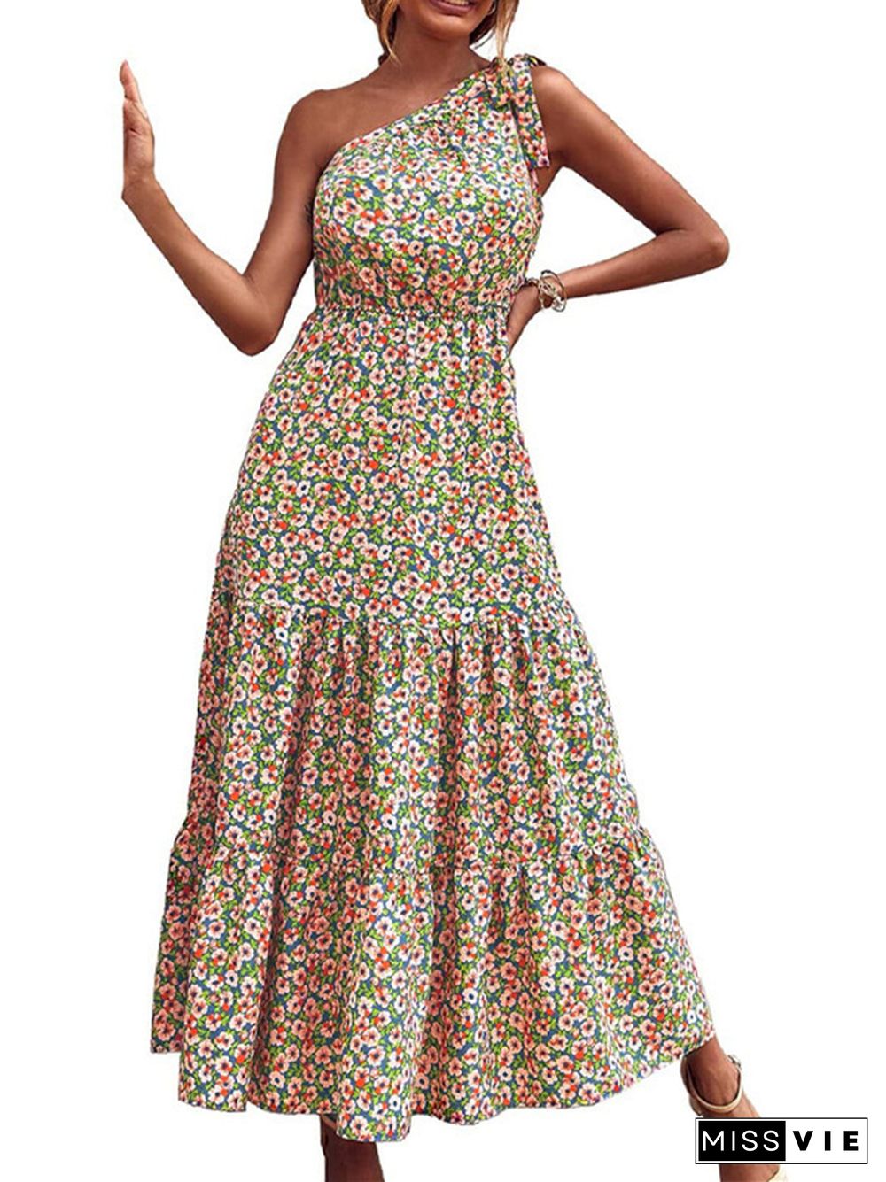 Women's Bohemian Floral Dress Beach Holiday Dress