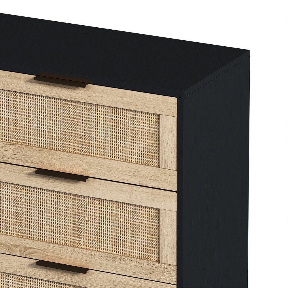 Modern 6 Drawers Rattan Storage Cabinet Rattan Drawer