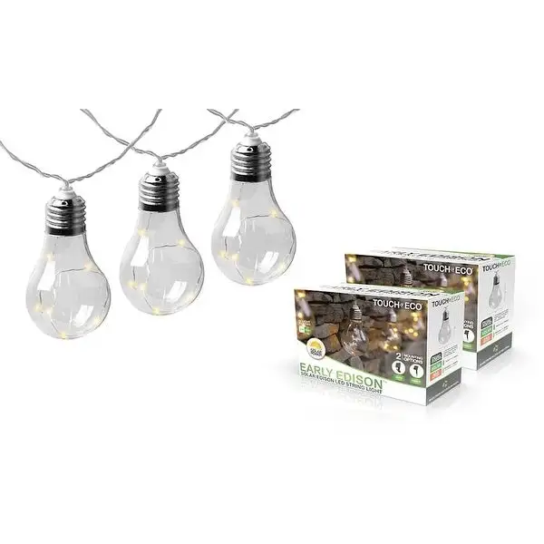 Early Edison Solar Powered LED Patio Bulb String Lights - 2 Pack - 2 Pack