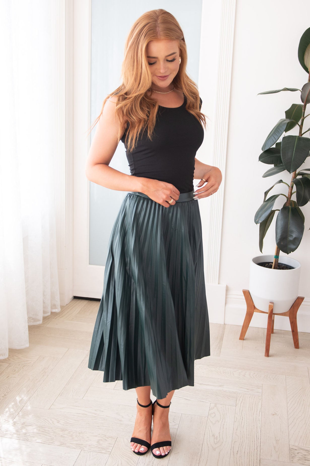 Falling For You Modest Pleat Skirt