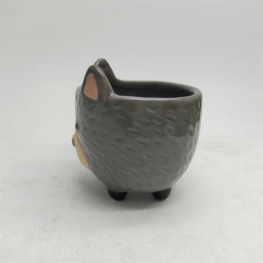 garden supplies hot sale home display mini cute dog cylinder small pot flower pot planter for office home hotel decoration