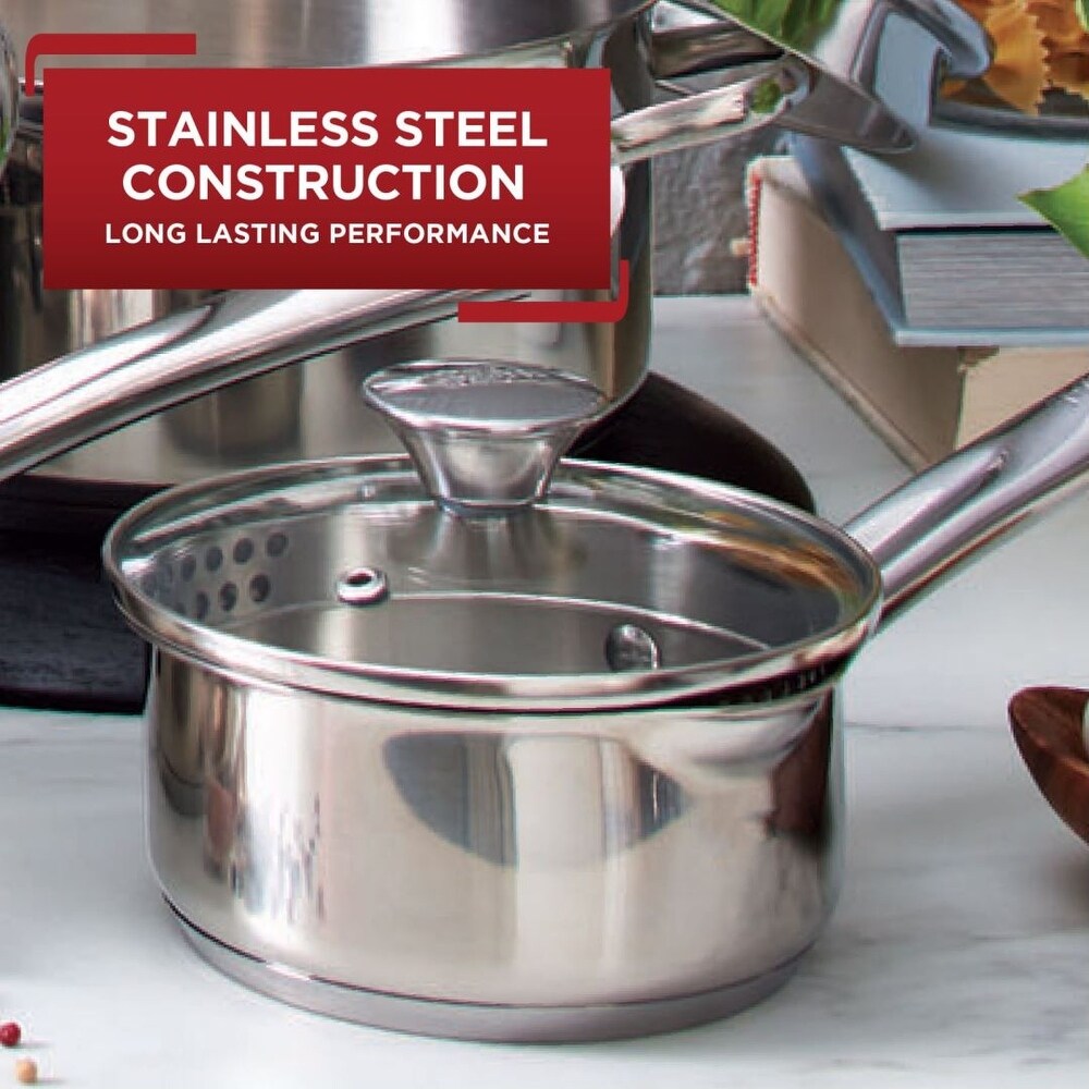 Strain Stainless Steel Cookware  Saucepan with Lid  1.5 Quart