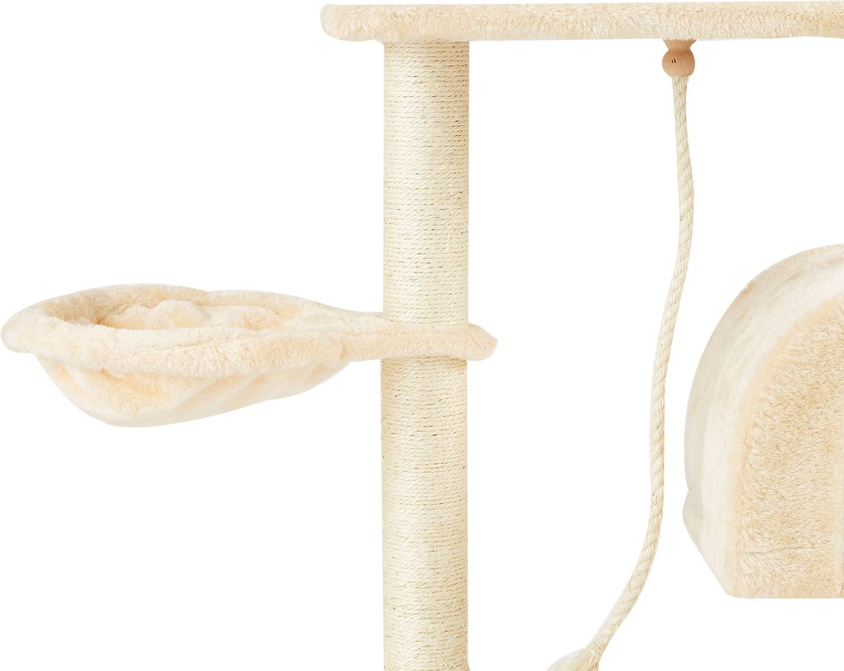 Go Pet Club 36-in Faux Fur Cat Tree and Condo， Beige