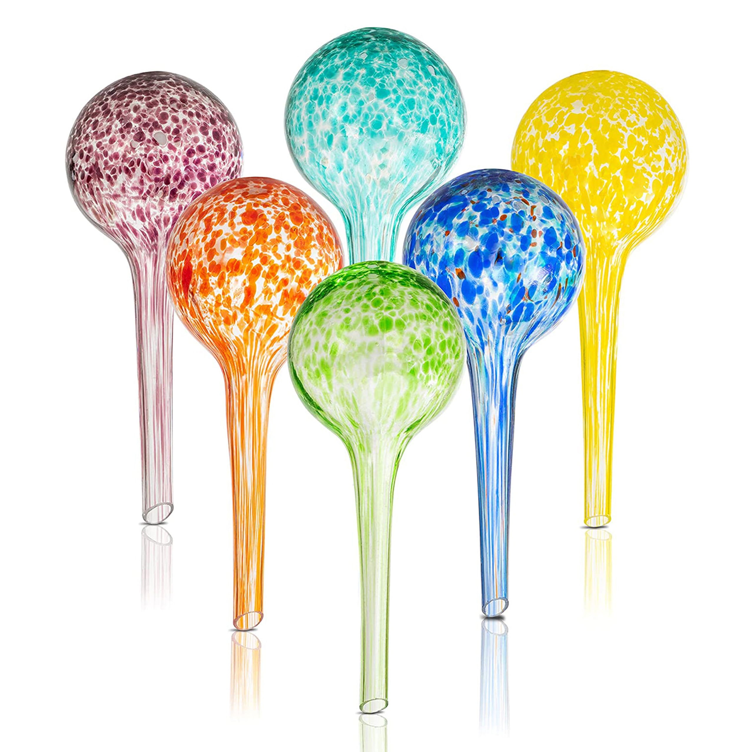 6 Piece Colorful Watering Globe Set Plant Watering Devices Self Watering Spikes Hand-Blown Glass