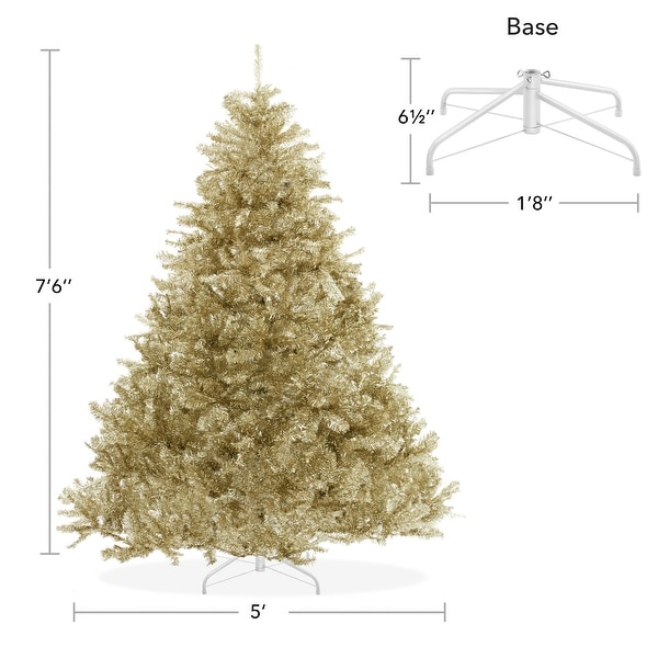 7.5FT Gold Artificial Holiday Christmas Tree with Metal Stand