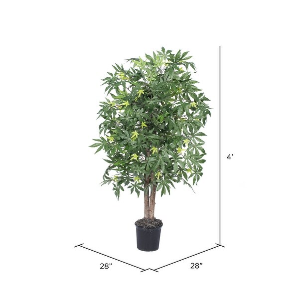 Vickerman 4' Artificial Japanese Maple Bush，Black Plastic Pot.