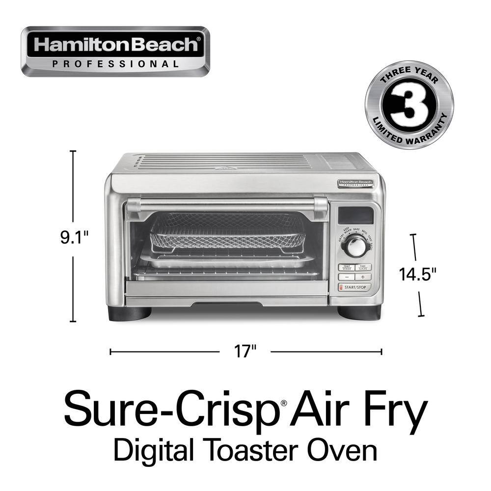 HAMILTON BEACH PROFESSIONAL Sure-Crisp 1500 W 4-Slice Stainless Steel Toaster Oven with Air Fry 31241