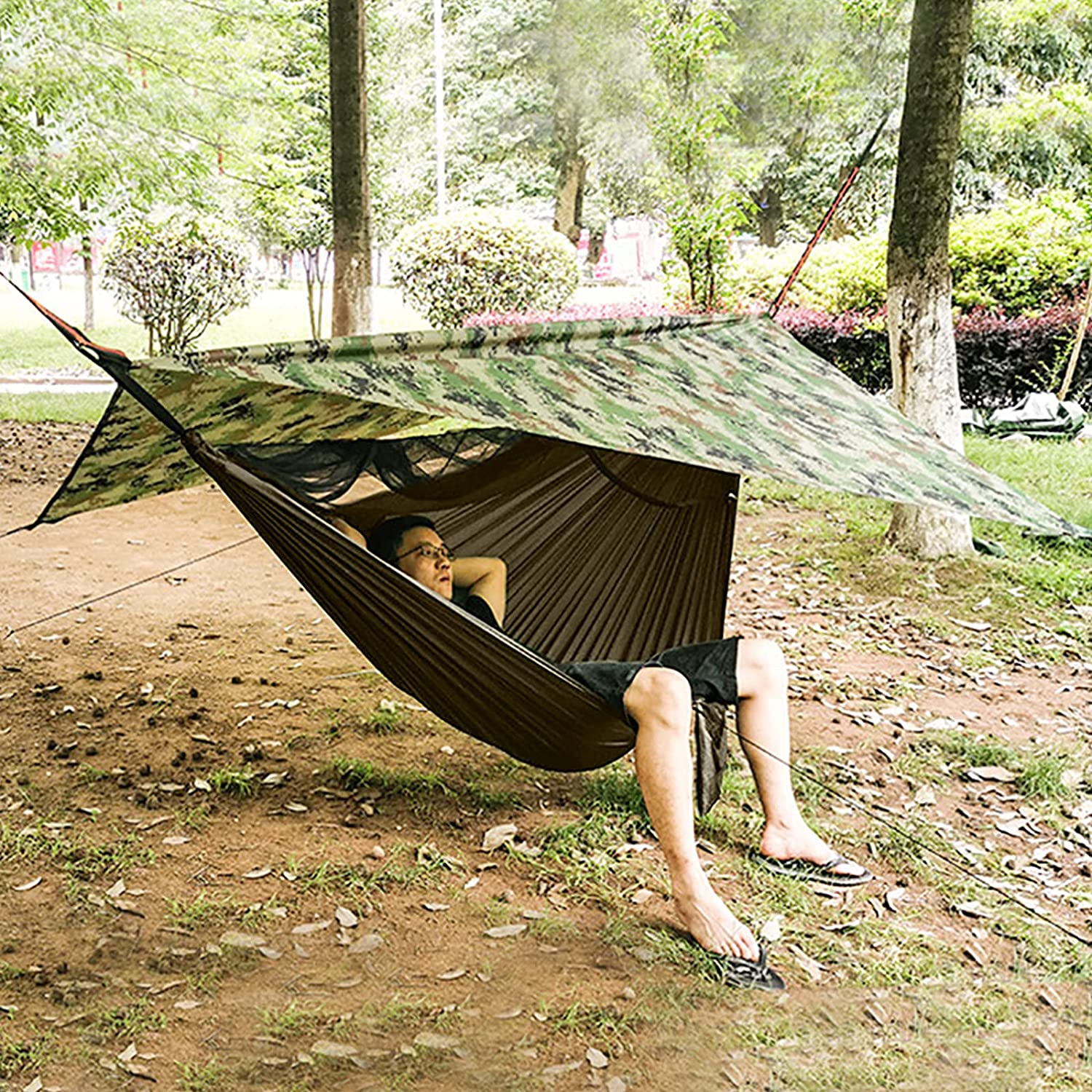 TFCFL Portable Camping Hammock Tent Nylon Spinning Travel Outdoor Sleeping Swing