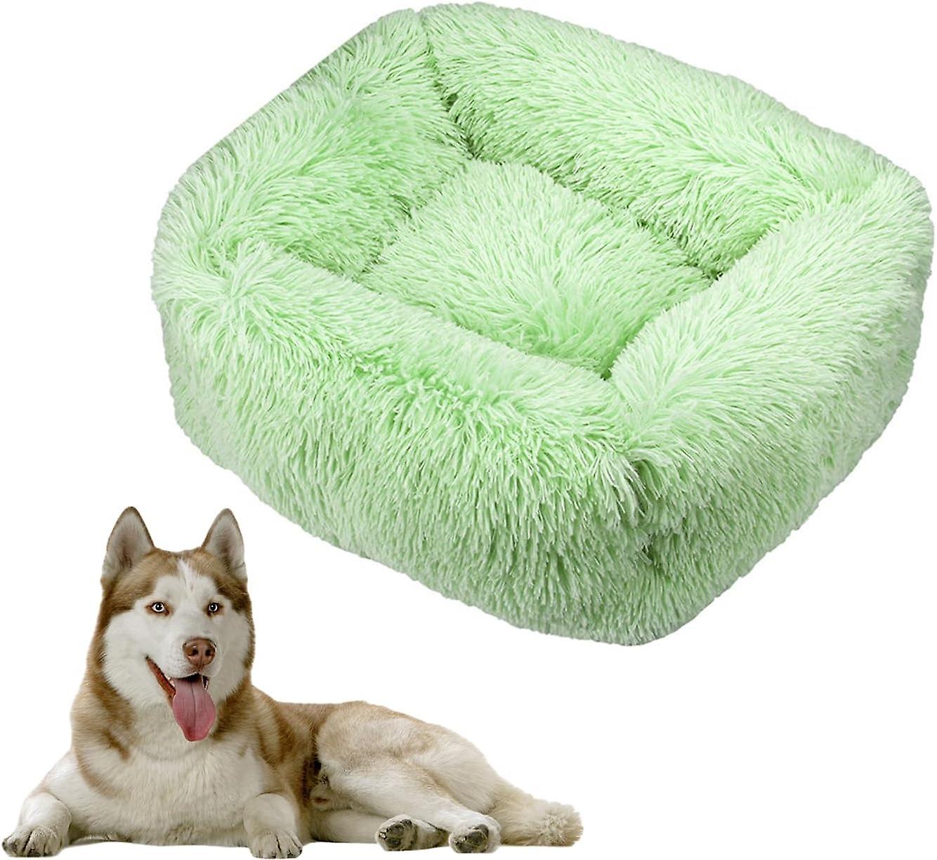 Dog Basket Rectangle Dog Cushion Plush Cat Bed， Washable Cat Cushion Plush Pet Bed Cushion Suitable Warm For Autumn Winter Use (s，green)