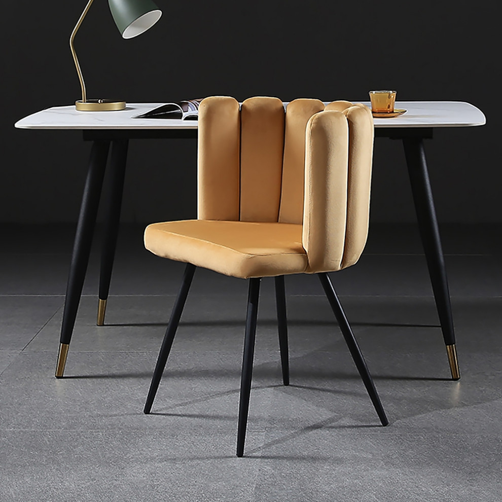 Modern Dining Chair Velvet Upholstered Dining Chair in Black Legs   Midcentury   Dining Chairs   by Homary International Limited  Houzz