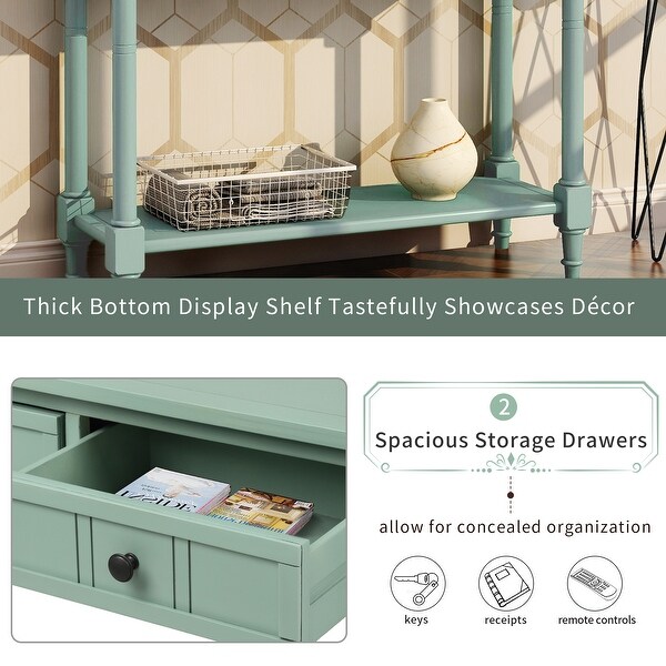 Daisy Series Console Table Traditional Design With Two Drawers And Bottom Shelf