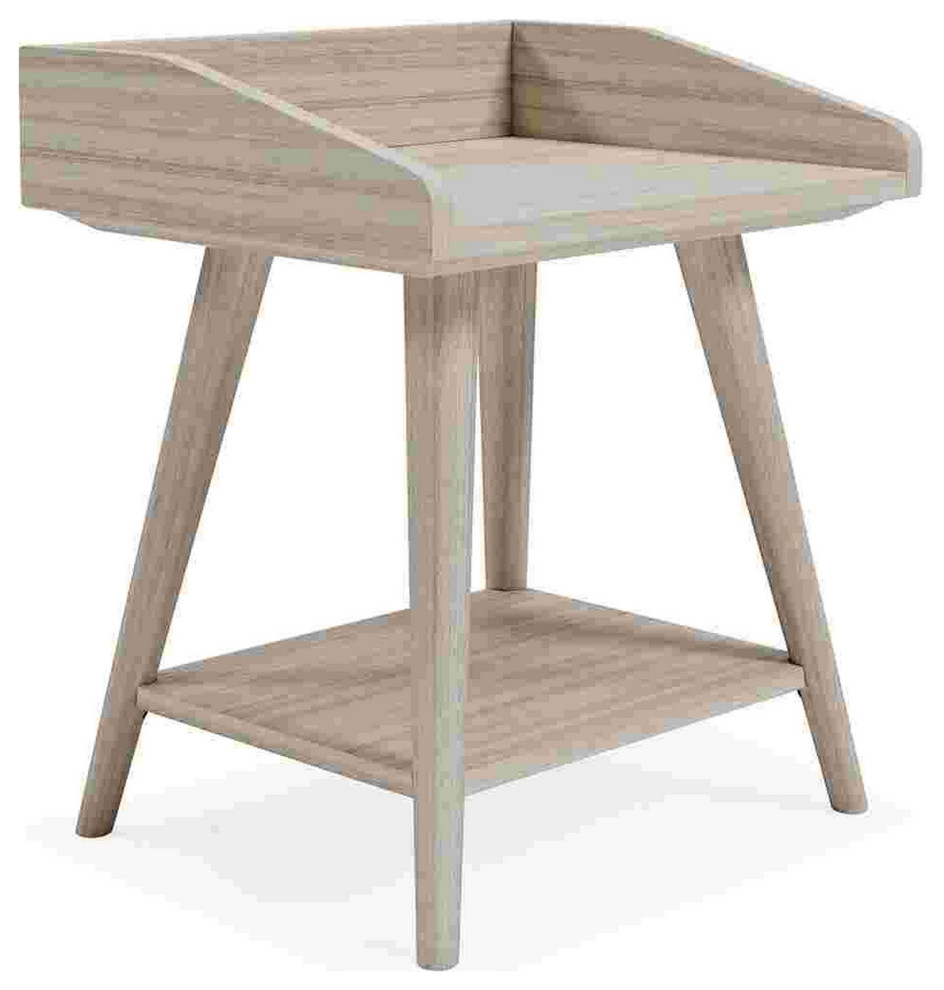 Benzara BM266416 Wooden Accent Table With Gallery Rail Top  Beige   Midcentury   Side Tables And End Tables   by Uber Bazaar  Houzz