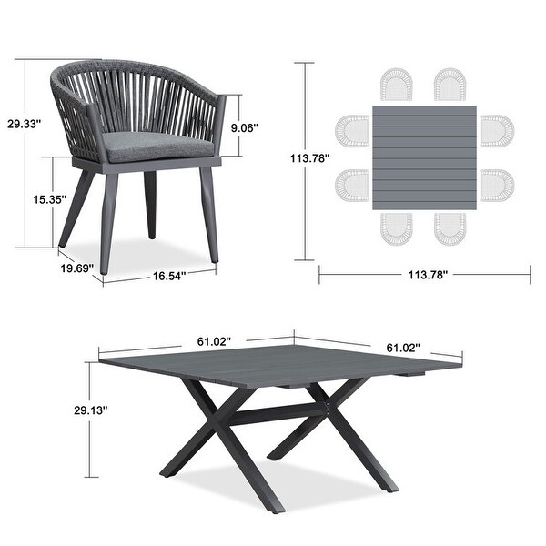 PURPLE LEAF Outdoor Dining Set with Patio Aluminium Dining Table and Wicker Rattan Chairs