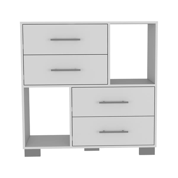 Minimalist Style 4-Drawers 2 Open Shelves Dresser Chests， Modern Storage Dressers Organizer for Living Room， Bedroom， Hallway - - 37828167