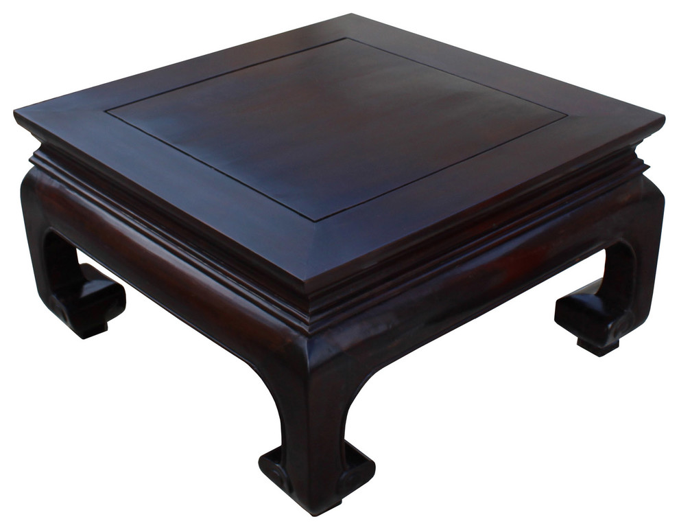 Square Oriental Dark Brown Craw Curved Legs Coffee Table   Asian   Coffee Tables   by Golden Lotus Antiques  Houzz